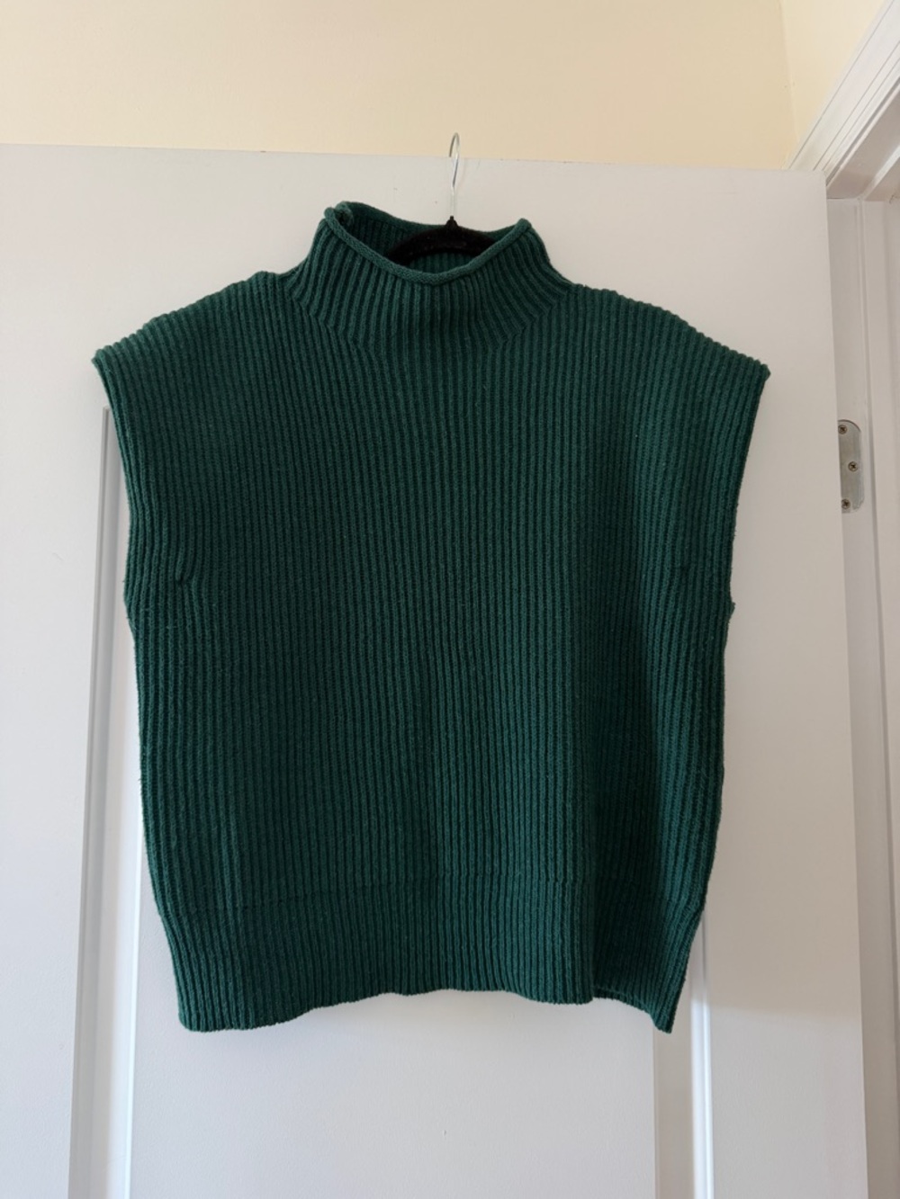 Le Lis Dark Green Sleeveless Turtleneck Rib Knit Sweater Vest